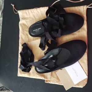 Michael Kors Collection Maren Suede Lace-Up Flat